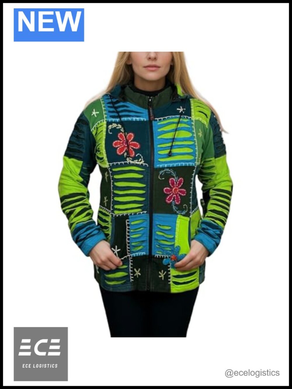 Agan Traders Embroidered Hoodie Womens Zip-Up Jacket Cotton